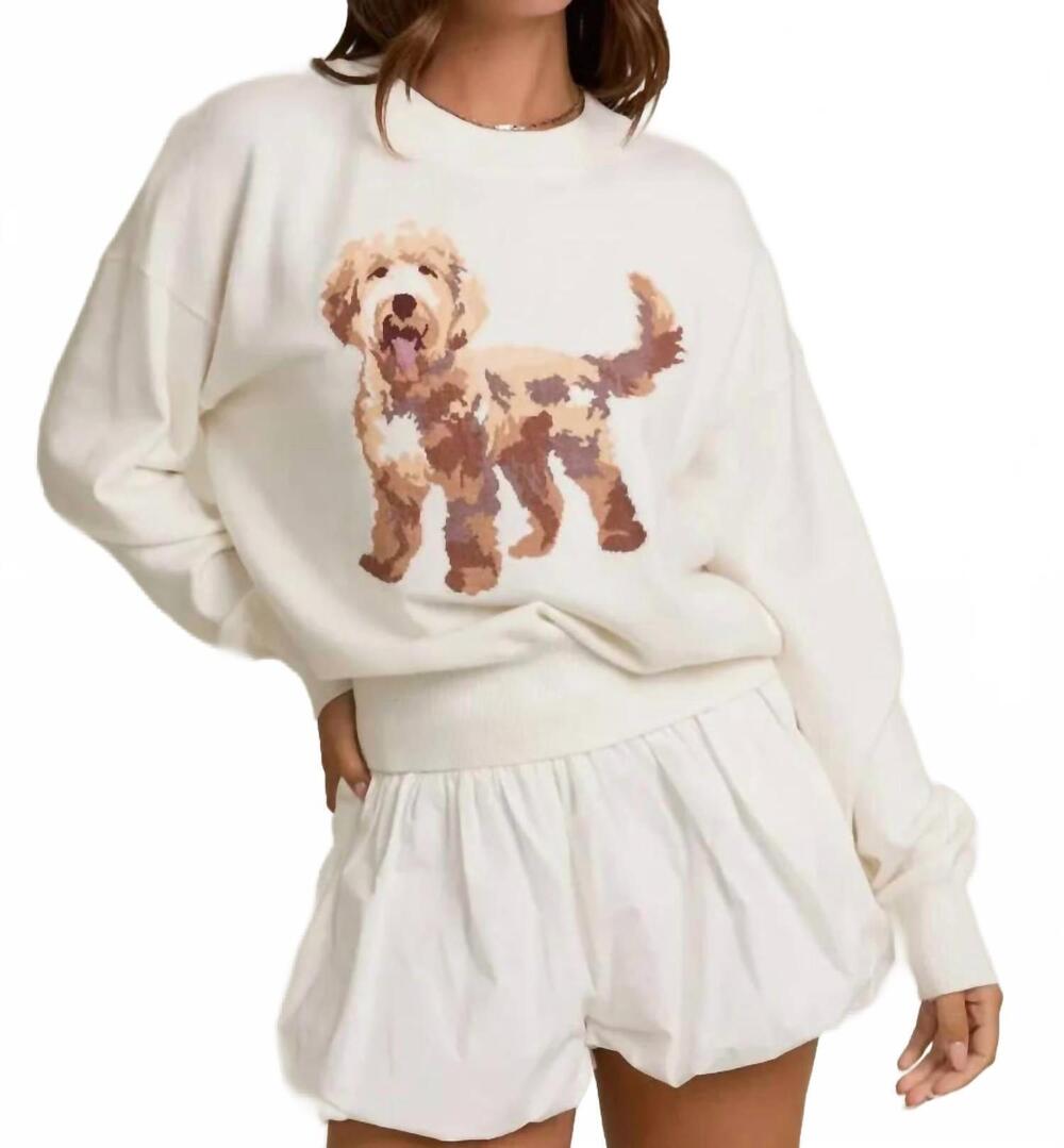 NEW LE LIS golden pup sweater in white